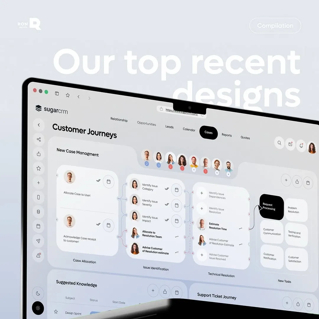 Clean CRM and customer journey interface design